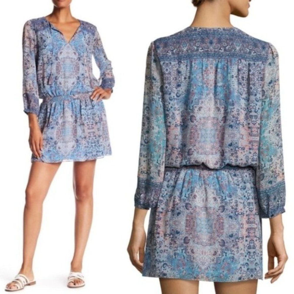NWOT Joie Aidee Long Sleeve Silk Paisley Tassel Dress l